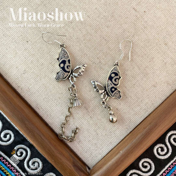 Indigo Butterfly | Miao Batik Earrings
