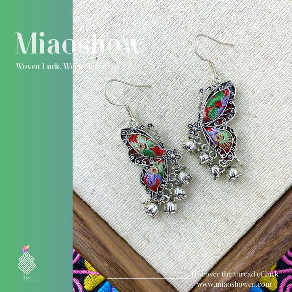 Double Butterfly Oracle Earrings | Miao Embroidery Collection