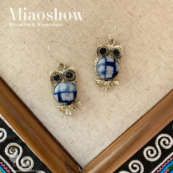 Owl Batik Earrings (Mini) | Indigo Handmade Jewelry