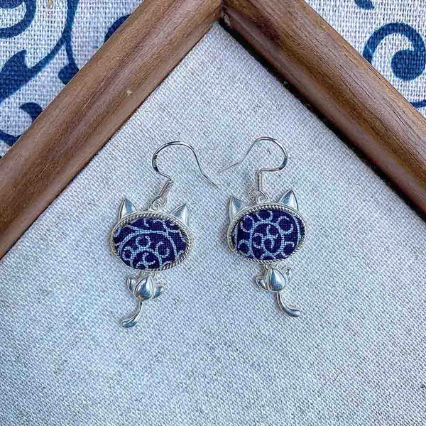 Lucky Cat Batik Earrings