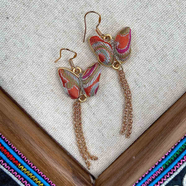 Butterfly Miao embroidery earrings