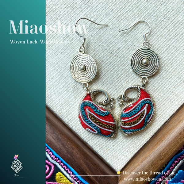 Lucky Four-Leaf Clover Earrings | Miao Embroidery Series