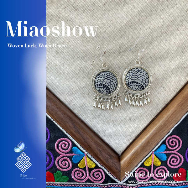 Liquid Geometry | Miao Batik Earrings