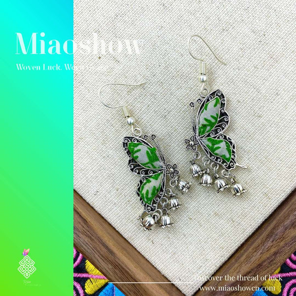 Double Butterfly Oracle Earrings | Miao Embroidery Collection