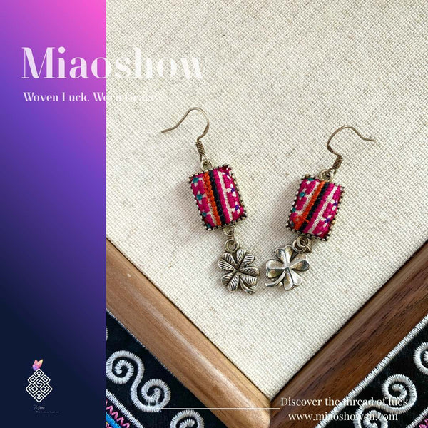 Wu shi Peace | Miao Embroidery Earrings