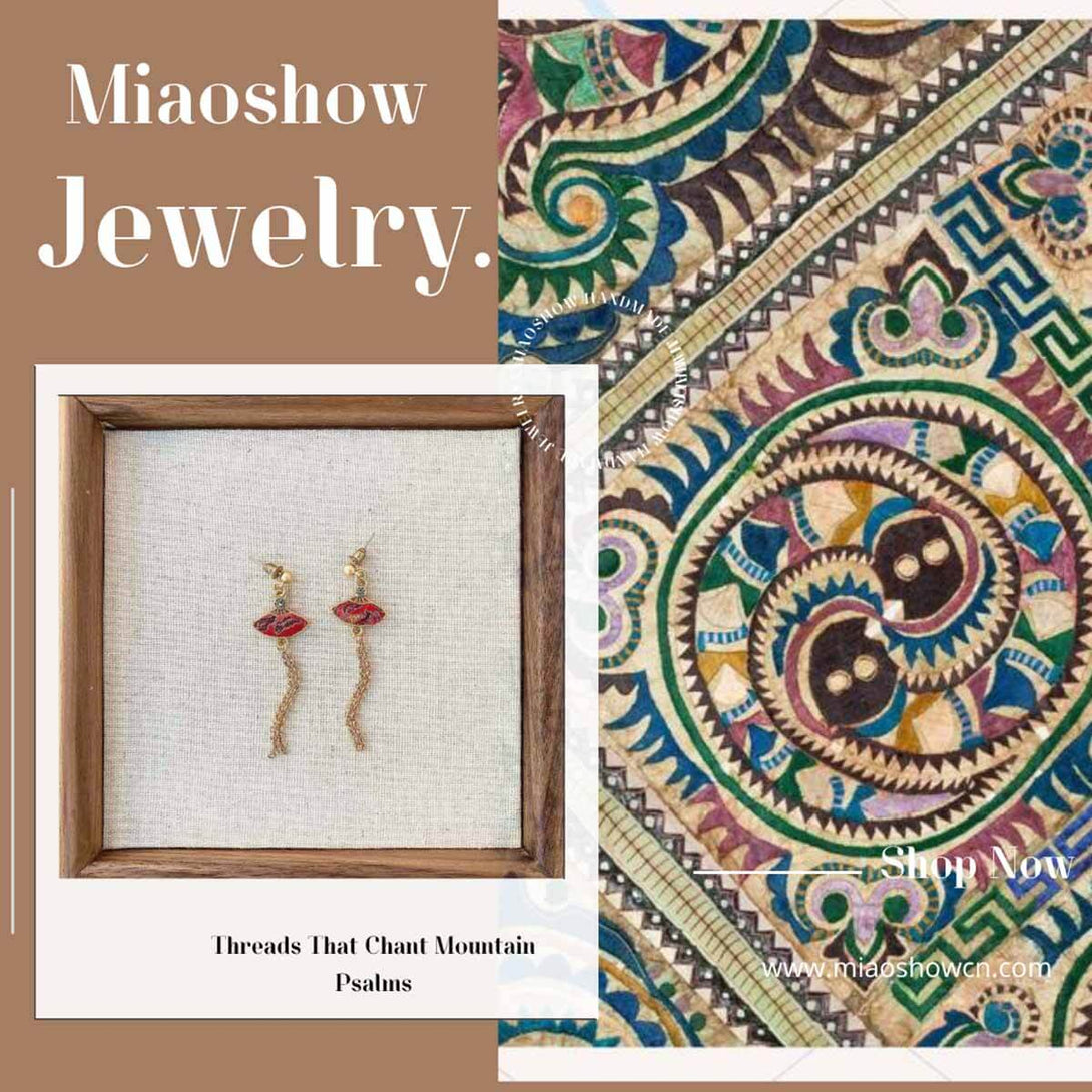 Soft Fan Earrings | Miao Embroidery Collection | Miao Embroidery Jewelry by Miaoshow – Handmade Ethnic Silver Craft