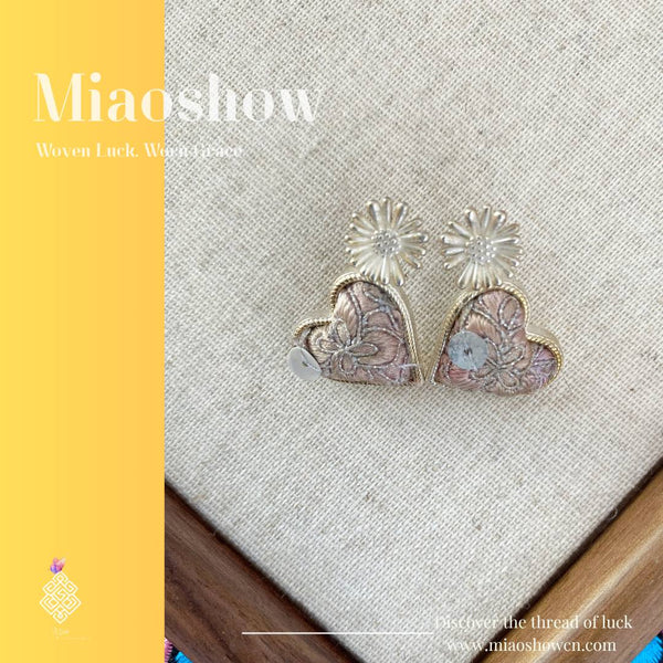 Heart Bloom | Miao Embroidery Earrings