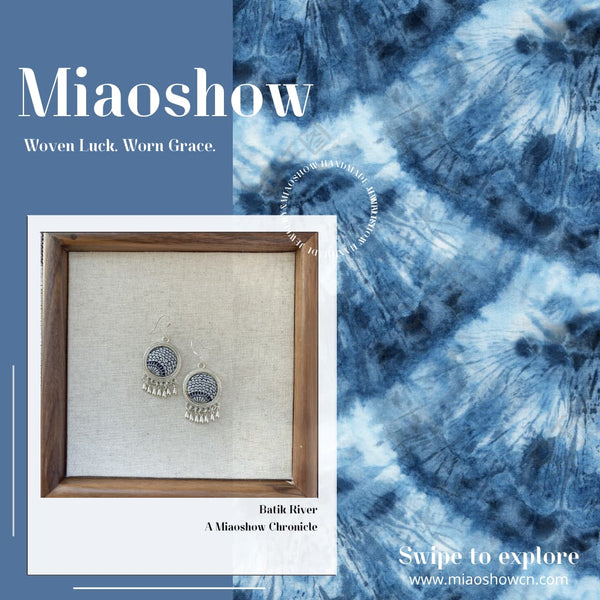 Liquid Geometry | Miao Batik Earrings