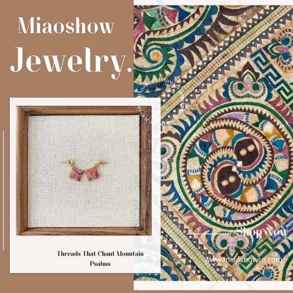 Lucky Four-Leaf Clover | Miao Embroidery Earrings | Miao Embroidery Jewelry by Miaoshow – Handmade Ethnic Silver Craft
