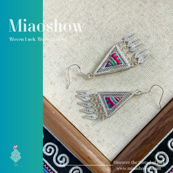 Lock in Luck | Miao Embroidery Earrings