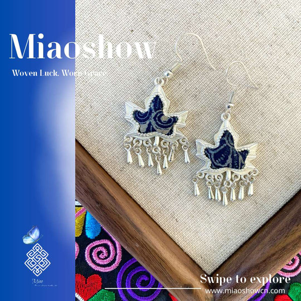 Autumn Whisper | Miao Batik Maple Leaf Earrings