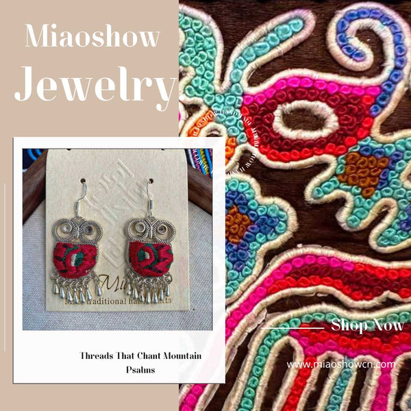 Owl Series Miao Embroidery Earrings