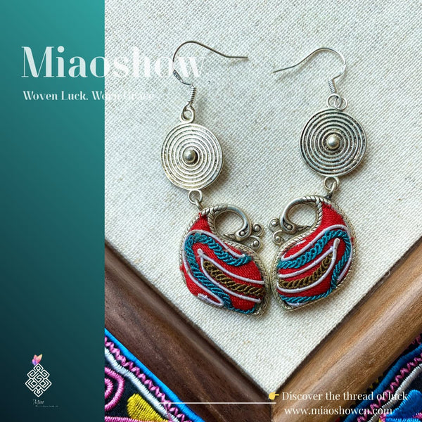 Lucky Four-Leaf Clover Earrings | Miao Embroidery Series
